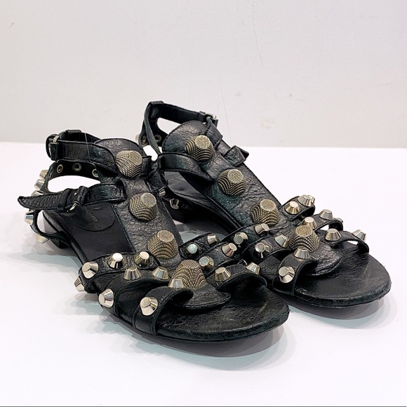 Balenciaga Black Arena Studded Sandals - 37.5 - Picture 2 of 9